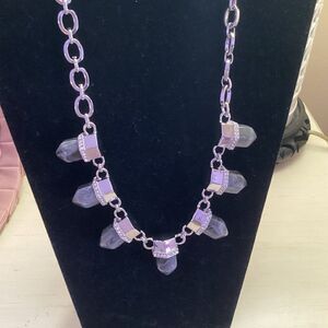 JCM CN InStyle Brand Silvertone Choker Necklace with Faux Green Marble Stones